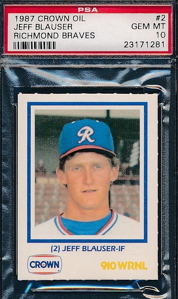 1987 Crown Oil 2 Jeff Blauser RC PSA 10 GEM MT 1281