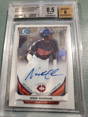 NICK GORDON 2014 BOWMAN CHROME DRAFT AUTO BGS 8.5/9