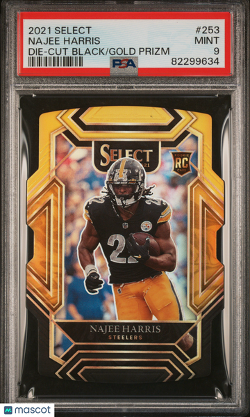 2021 Panini Select Najee Harris #253 Die Cut Black Gold Prizm PSA 9