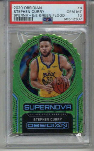 2020 PANINI OBSIDIAN SUPERNOVA E/E GREEN FLOOD #4 STEPHEN CURRY PSA 10 LOW POP