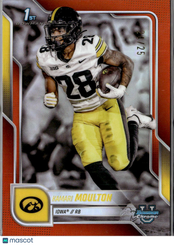 Kamari Moulton 2024 Topps Bowman Chrome University Orange Refractor Iowa Hawkeyes