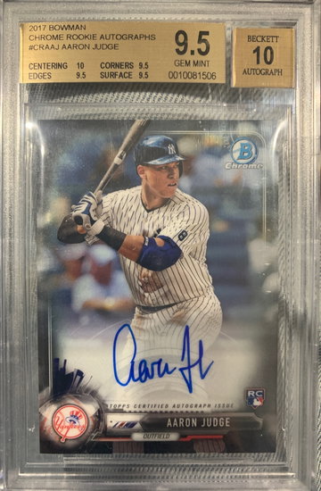 2017 Bowman Chrome Aaron Judge auto true rookie Bgs 9.5/10 true gem + autograph yankees