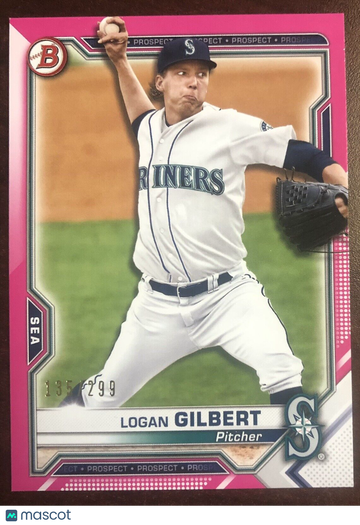 Logan Gilbert 2021 Bowman Prospects #BP-58 Fuchsia Parallel #135/299 Rookie RC