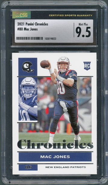 2021 Panini Chronicles Mac Jones RC #80 New England Patriots - CSG 9.5