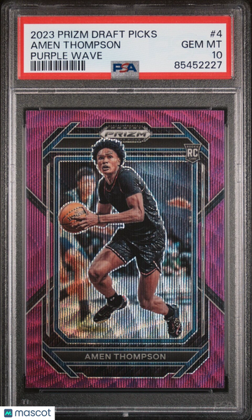 2023 Prizm Draft Picks Amen Thompson #4 Purple Wave Parallel/Variety Rookie PSA 10