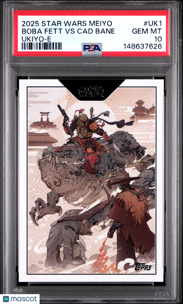 2025 Topps Star Wars Meiyo Ukiyo-E Boba Fett VS Cad Bane #UK1 PSA 10
