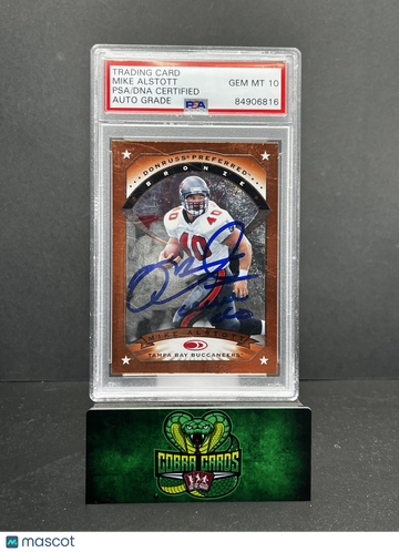 1997 Donruss Preferred Mike Alstott #60 Bronze On Card Auto PSA Auto 10