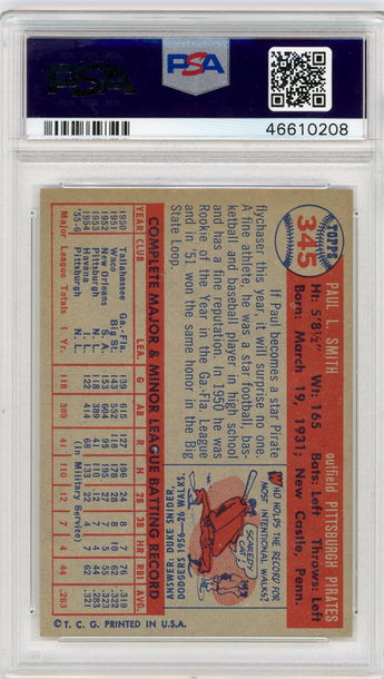 1957 Topps Paul Smith #345 PSA 8