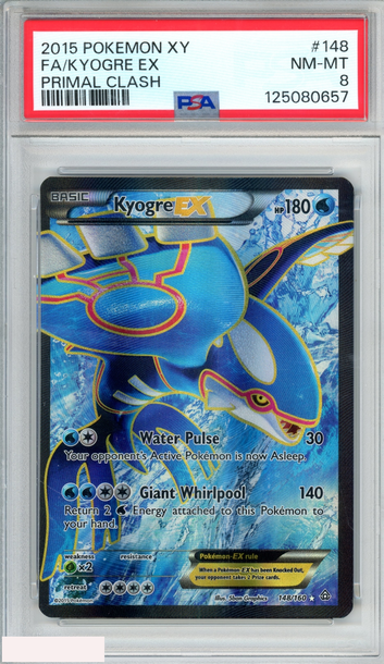 2015 POKEMON XY PRIMAL CLASH FA KYOGRE EX #148 PSA 8 NM-MT