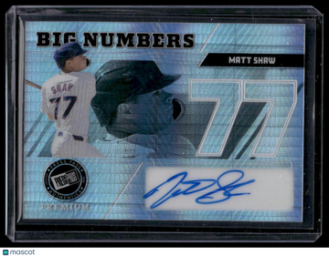 2024 Press Pass Premium Matt Shaw #BN-MS2 Big Numbers Prism Silver SN,AU