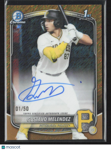 2025 Topps Bowman Chrome Gustavo Melendez #CPA-GM Gold Refractor /50 1st Bowman