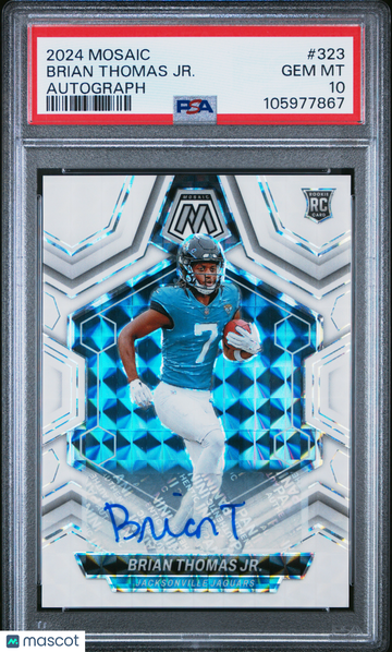 2024 Panini Mosaic Brian Thomas JR. Autograph Rookie #323 PSA 10 Jacksonville Jaguars