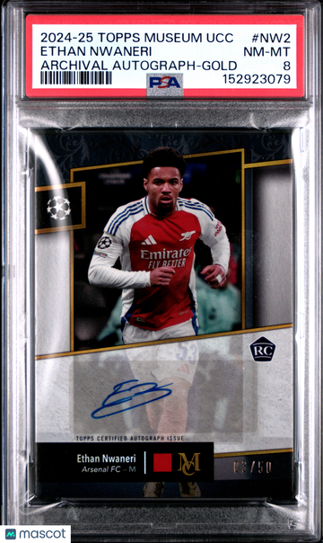 2024-2025 Topps Museum Collection UEFA Ethan Nwaneri #NW2 Gold /50 RC Rookie Auto PSA 8 Topps