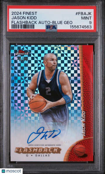 Jason Kidd 2024 Topps Finest Flashback Autographs Auto Blue Geo /99 PSA 9