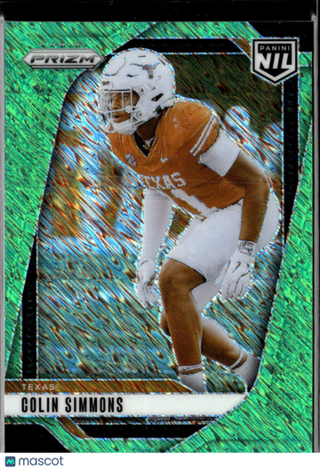 Colin Simmons 2025 Panini Prizm NIL Green Texas Longhorns