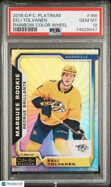 2018 O-Pee-Chee Platinum Eeli Tolvanen #166 Rookie Rainbow Color Wheel PSA 10