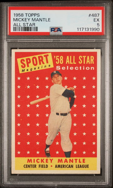 1958 Topps All Star Mickey Mantle #487 PSA 5