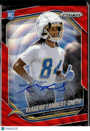 Keandre Lambert-Smith 2025 Panini Prizm RC Auto Red Los Angeles Chargers
