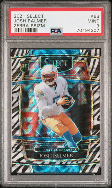 2021 Panini Select Zebra Prizm Josh Palmer Rookie RC #66 PSA 9