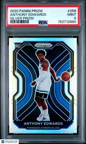 2020 Panini Prizm Anthony Edwards #258 Silver Rookie RC PSA 9