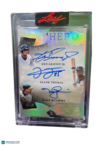 2025 Leaf Triple Hero Graphics Signatures Ken Griffey Jr. Mark McGwire Frank Thomas #H3-4 /15