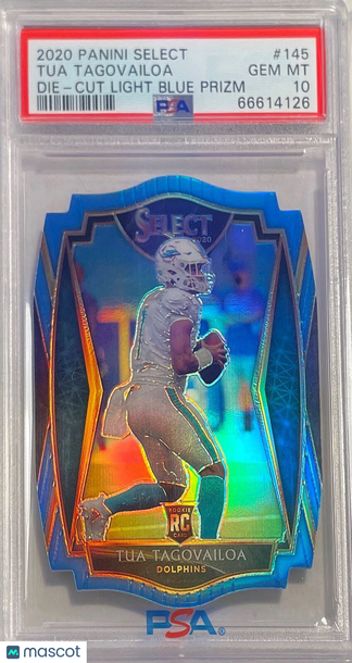 2020 Panini Select Tua Tagovailoa #145 Die Cut Light Blue Prizm PSA 10