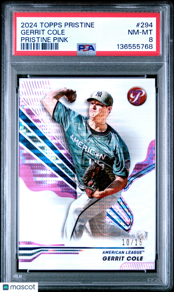 2024 Topps Pristine Gerrit Cole #294 Pink /15 PSA 8