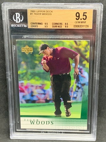 2001 Upper Deck Golf #1 Tiger Woods BGS Quad 9.5 Gem Mint