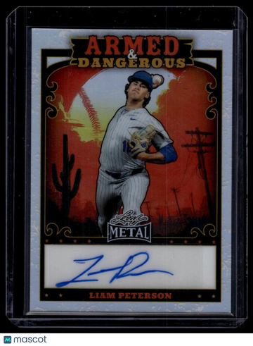 2026 Leaf Metal Liam Peterson #AWA-LP1 Armed and Dangerous Western Autographs Prismatic Silver SN AU