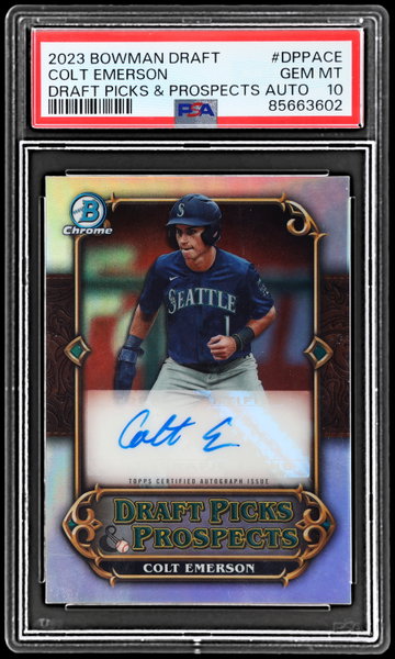 2023 Bowman Chrome Colt Emerson Draft Picks And Prospects Autograph PSA 10