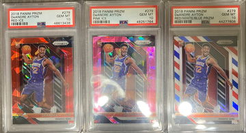 2018 deandre ayton psa 10 rookie card lot of 3 red ice pink ice red white blue prizm 