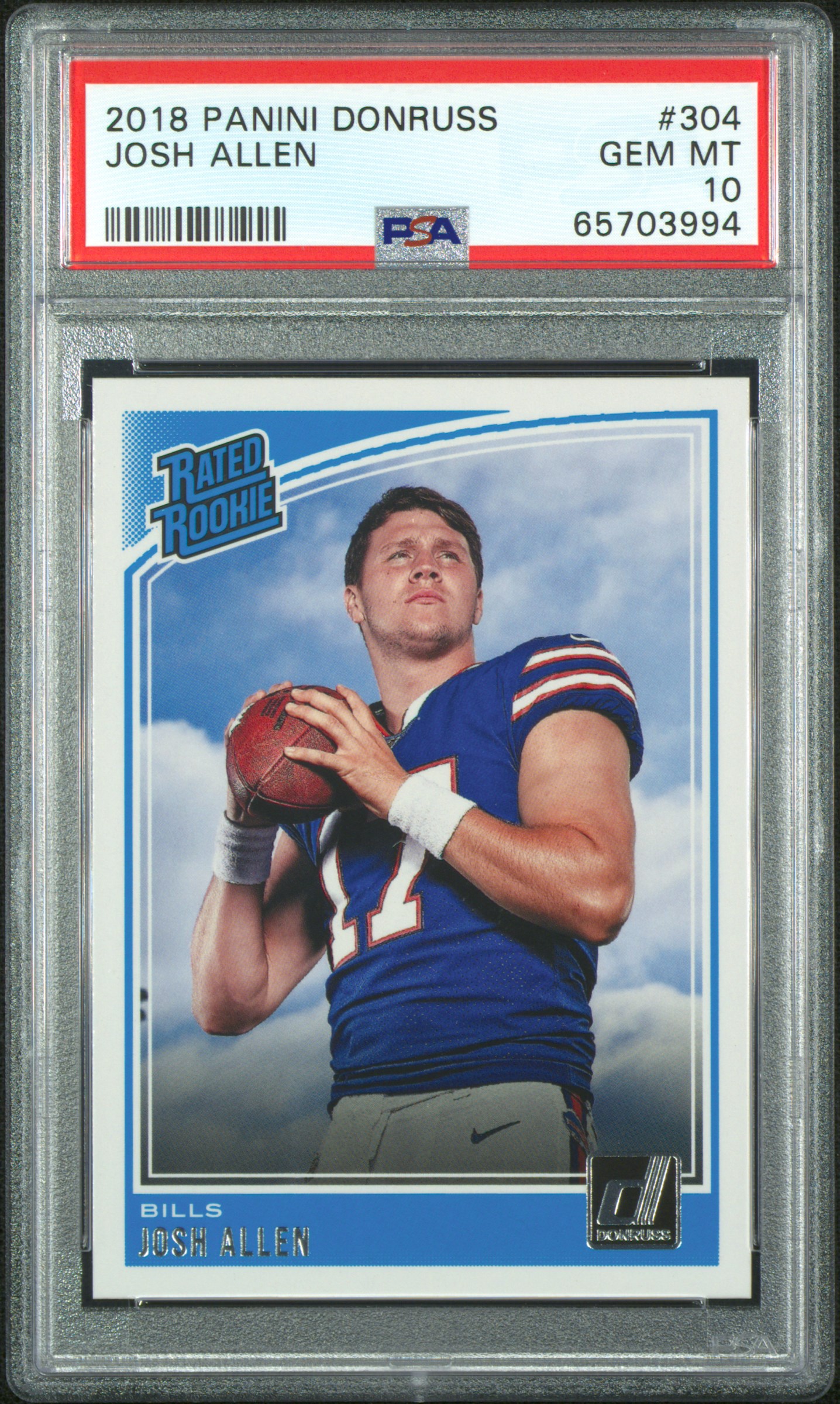 Josh Allen 2018 Panini Donruss #304 PSA 10 Rookie RC Bills