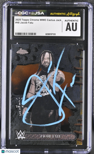 2025 Topps Chrome WWE Cactus Jack Jacob Fatu #48 CGC Authentic JSA Auto Authentic