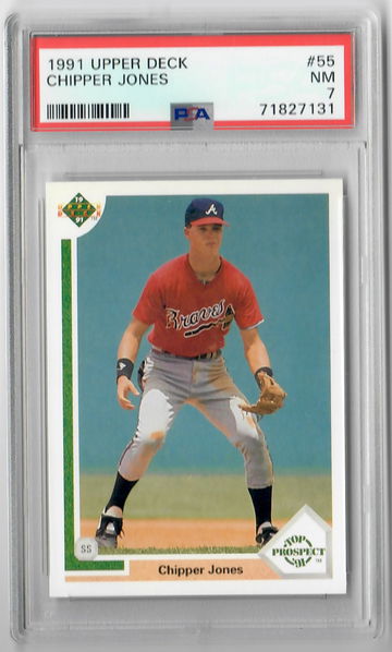 1991 UPPER DECK CHIPPER JONES RC #55 PSA 7
