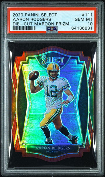 2020 Panini Select Die Cut Maroon Prizm Aaron Rodgers #111 PSA 10