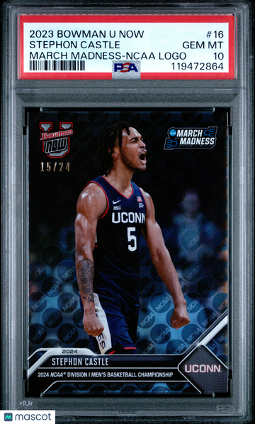 2023 Bowman U Now March Madness Stephon Castle #16 Ncaa Logo /24 Rookie Low Pop PSA 10