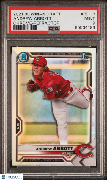 2021 Bowman Draft Andrew Abbott #BDC8 Chrome Refractor PSA 9