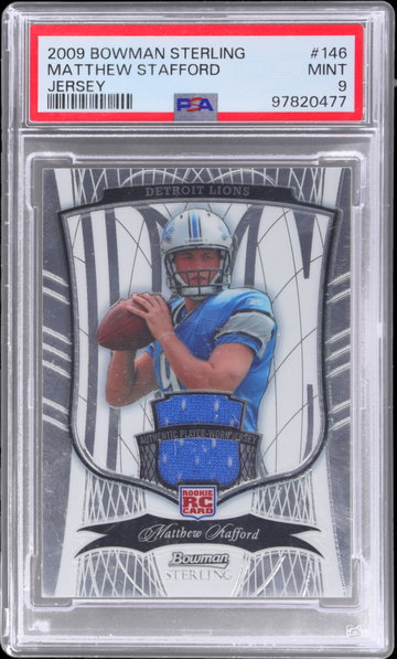 2009 Bowman Sterling Matthew Stafford Jersey PSA 9 RC