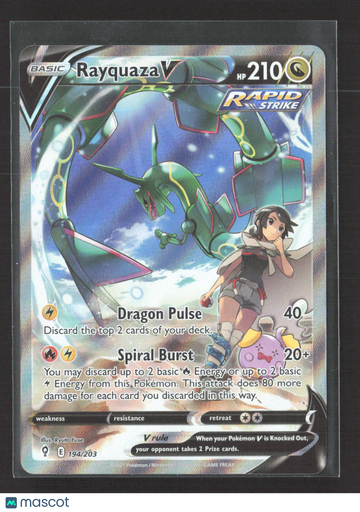 2021 Evolving Skies Rayquaza V Holo Rare FA #194/203