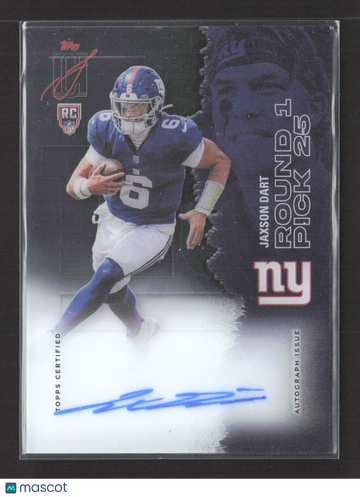 2025 Topps Signature Class Crystal Clear RC Jaxson Dart Auto RCCL-JD NFL Giants Football Card