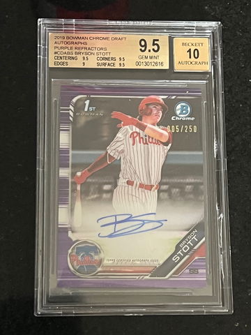 2019 Bowman Chrome Purple Refractor Bryson Stott Auto /250 BGS 9.5 10