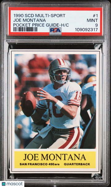 1990 SCD Multi-Sport Pocket Price Guide-Hand Cut Joe Montana #1 HAND CUT PSA 9