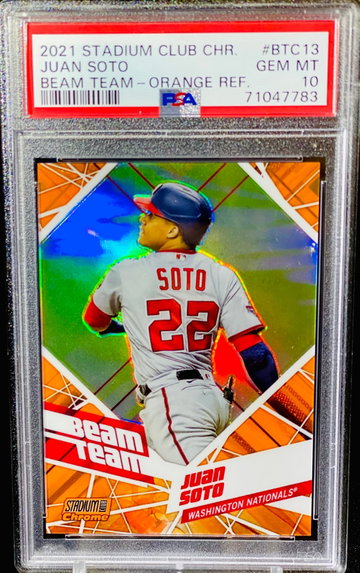 Juan Soto Orange Refractor PSA 10 POP 1 Stadium Club Chrome