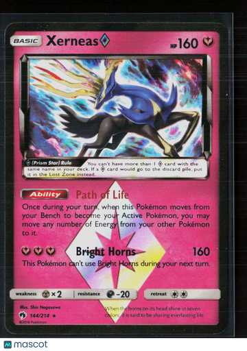 Pokemon 2018 Lost Thunder Xerneas Prism Star #144/214