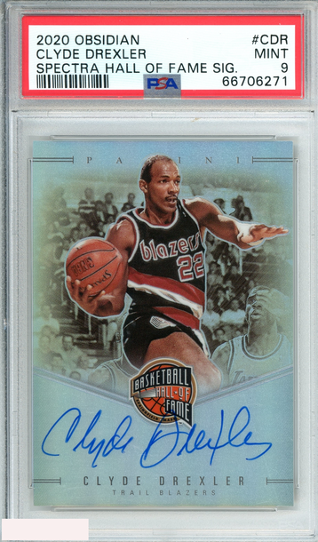 2020 PANINI OBSIDIAN SPECTRA HALL OF FAME SIGNATURES CLYDE DREXLER #CDR SPECTRA HALL OF FAME SIG  PSA 9 MINT