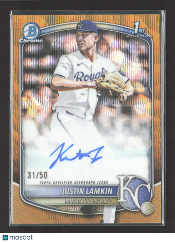 2025 Topps Bowman Chrome Justin Lamkin #CPA-JLA Orange Refractor 31/50 Auto