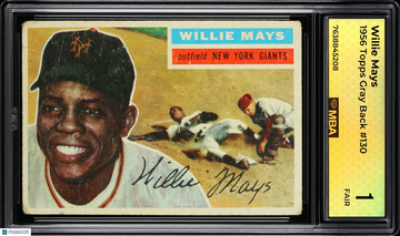 1956 Topps Willie Mays #130 Gray Back MBA 1