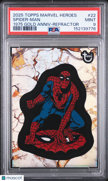 2025 Topps Marvel Comic Book Heroes 1975 Gold Anniversary Spider-Man #22 PSA 9