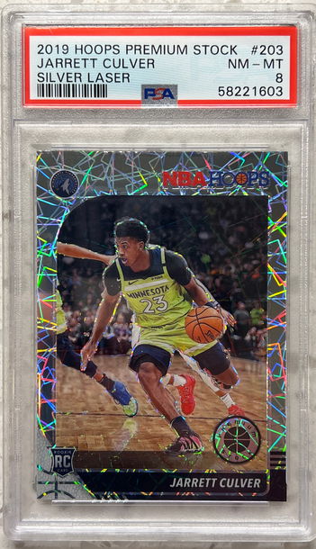 2019 panini hoops premium stock silver laser Prizm Jarrett culver psa 8 rc rookie timberwolves wolves