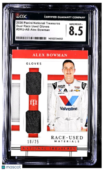 2020 Panini National Treasures Alex Bowman #DRU-AB [Base] Race Used Gloves /25 CGC 8.5
